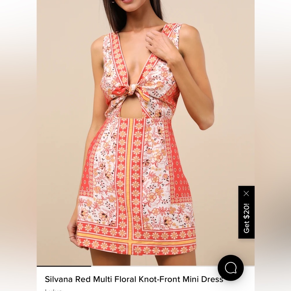 NWT Lulu's Vibrant Red Floral Mini Dress